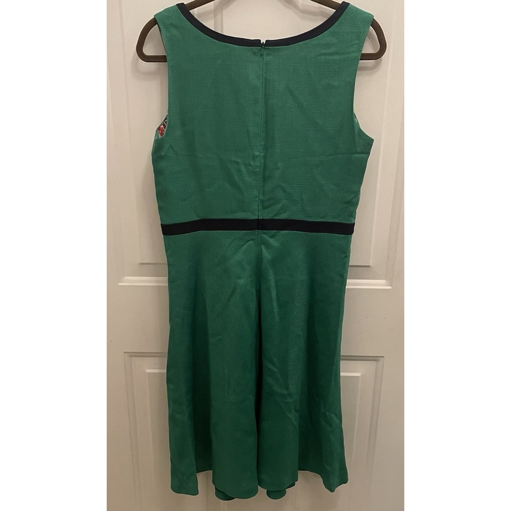Boden Monica Slub Linen Textured Notch Neck Sleeveless Green A Line Dress Size 8 - Picture 4 of 6
